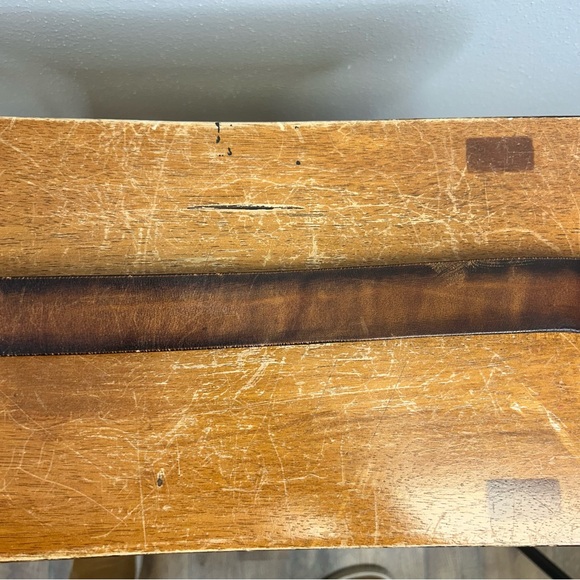 Vintage Brown Leather Belt Gold Buckle Emblem Rustic Western Boho Mens 41/42” - Picture 6 of 11